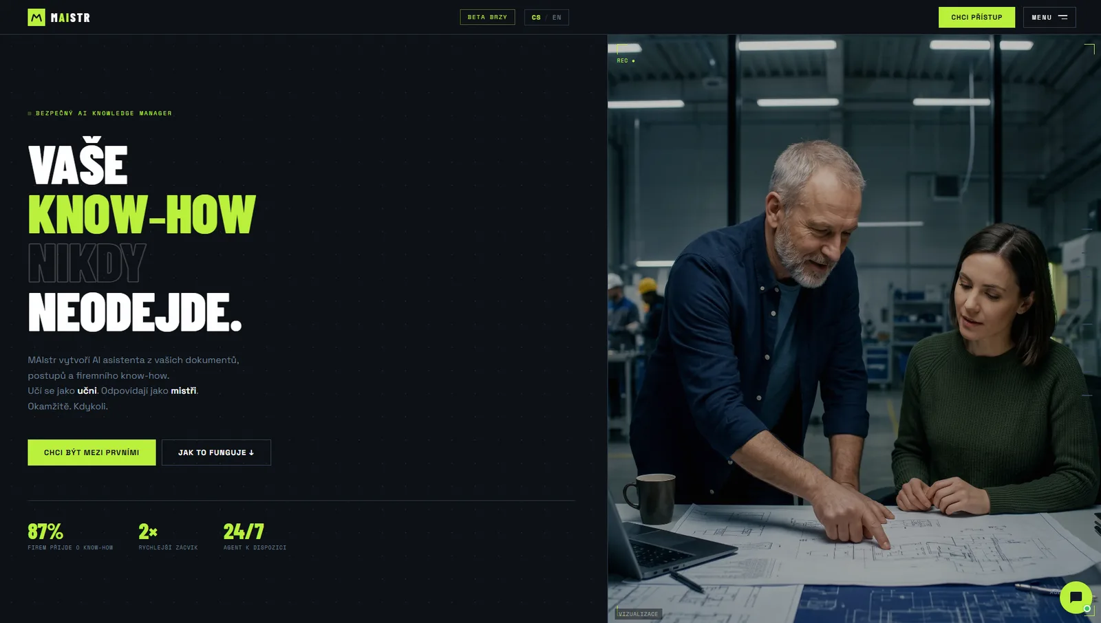 MAIstr Web - prezentační web AI knowledge manageru