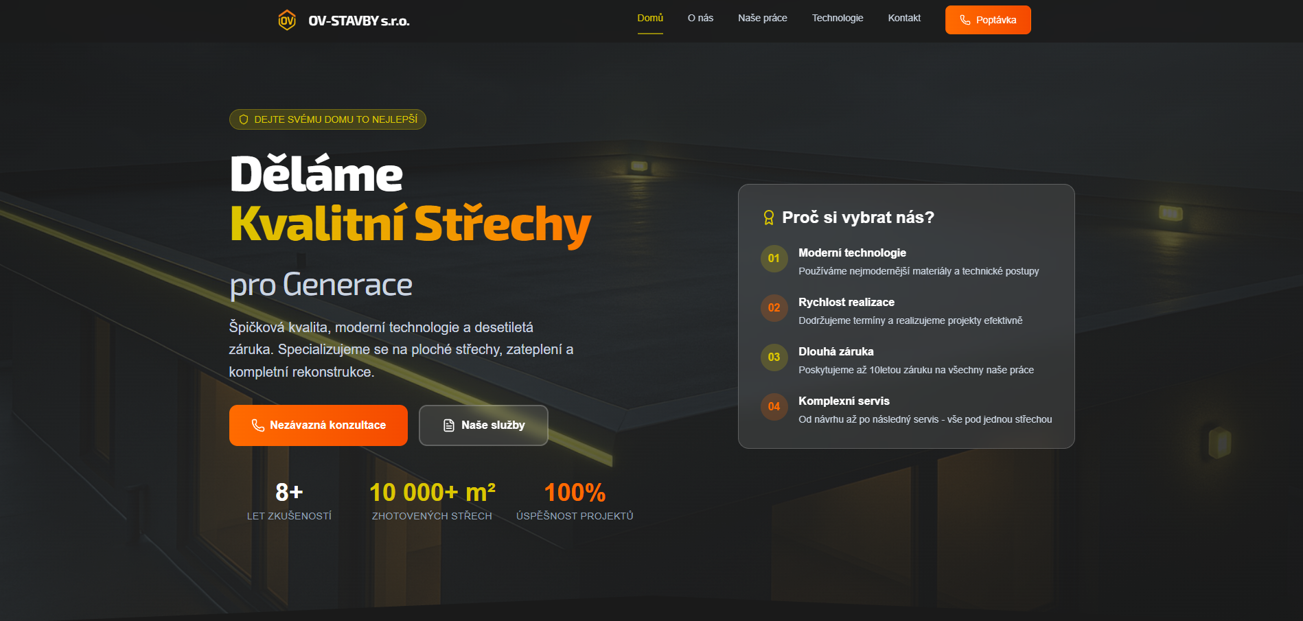 OV-Stavby Web - Webové stránky a brand design pro stavební firmu